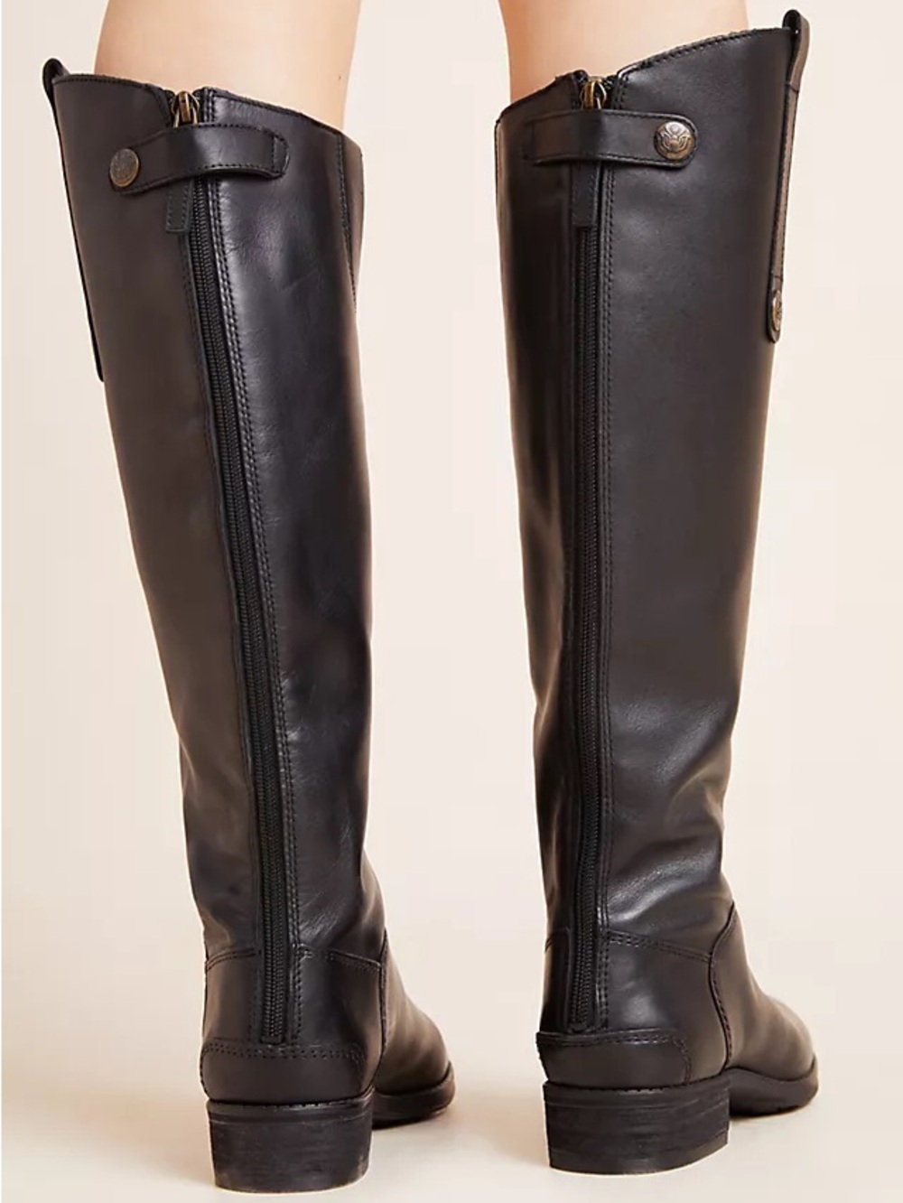 Anthropologie Sam Edelman Penny Black Leather Zip Riding Boots - Picture 2 of 7